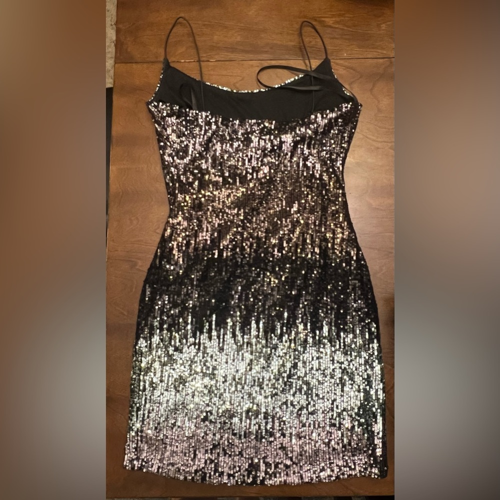 Sequence spaghetti strap, mini semi formal dress